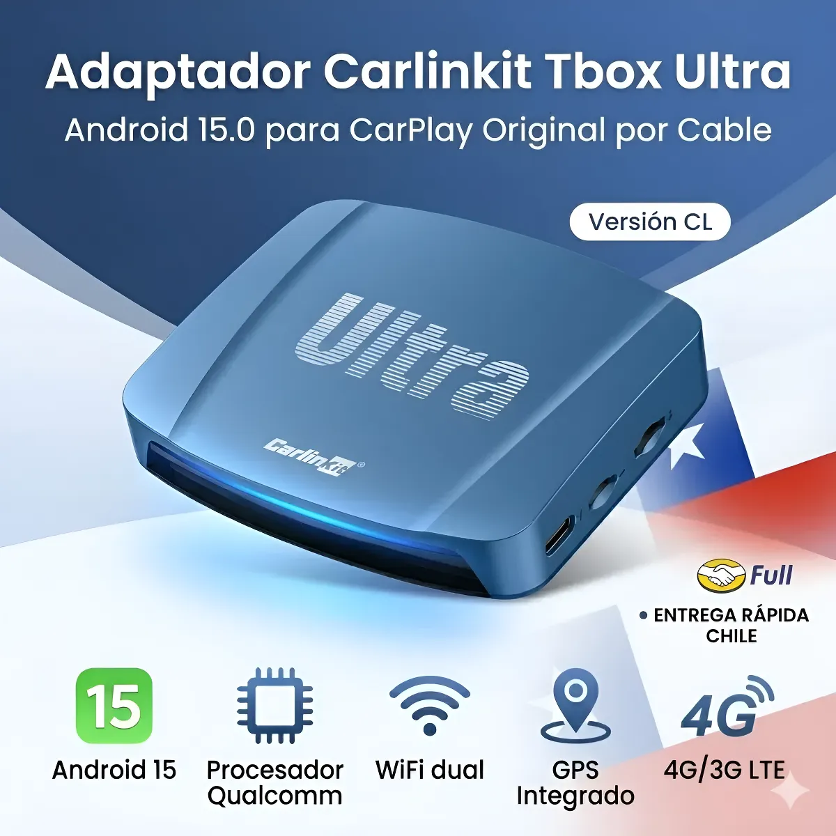 Carlinkit Tbox Ultra — CarPlay + Android Auto Inalámbrico Android 15 | 1 DIN — imagen 3