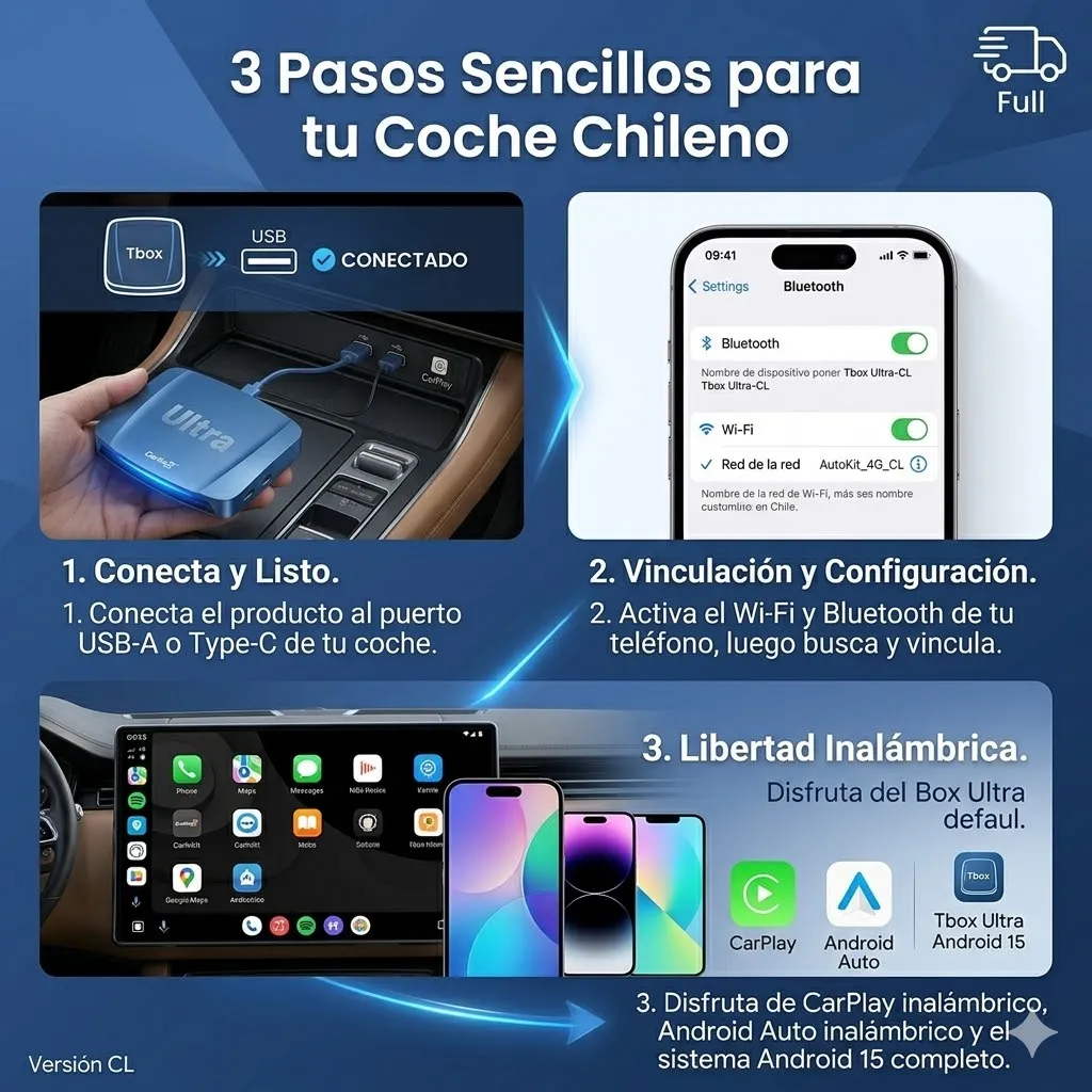 Carlinkit Tbox Ultra — CarPlay + Android Auto Inalámbrico Android 15 | 1 DIN — imagen 5