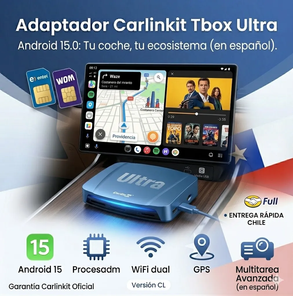 Carlinkit Tbox Ultra — CarPlay + Android Auto Inalámbrico Android 15 | 1 DIN — imagen 6